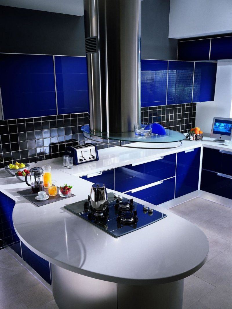Кухня дизайн в синем цвете фото дизайн